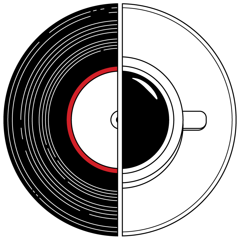 Hi-Press Records graphic showing a half vinyl record and half coffee cup
